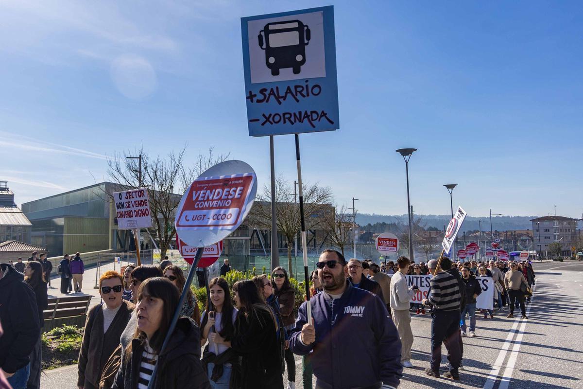 Manifestacion de la cig por el convenio del transporte de A Coruña