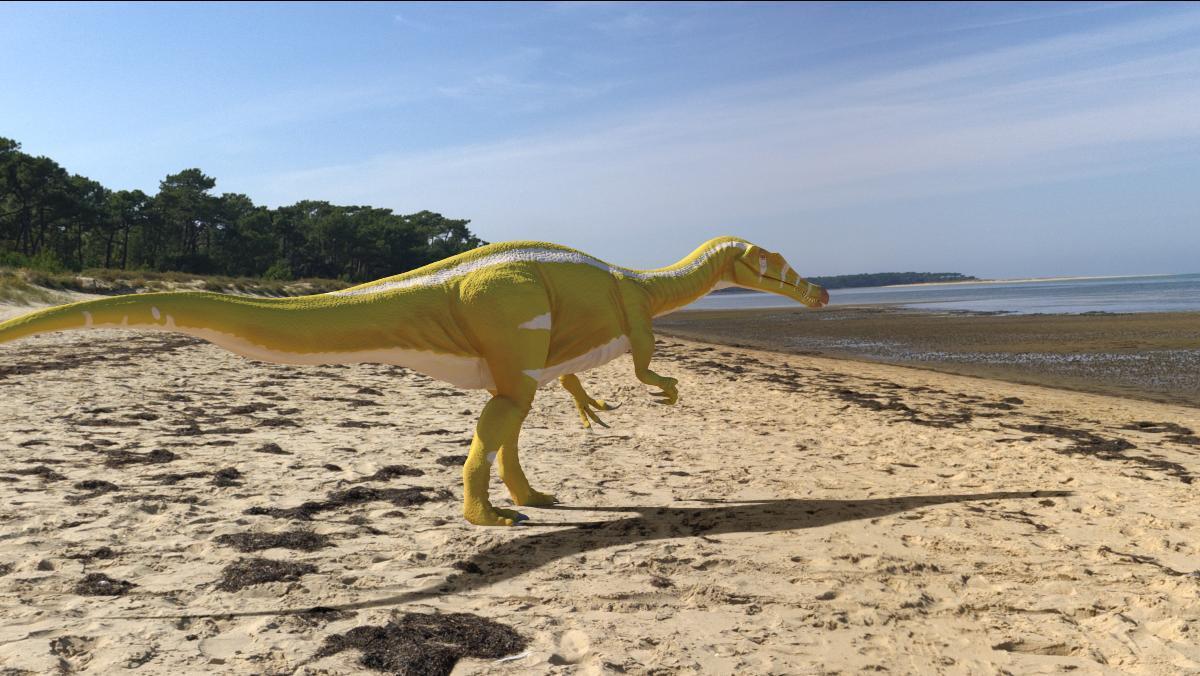 El 'campeón de Cinctorres' paseando por una playa castellonense hace unos 126 millones de años.