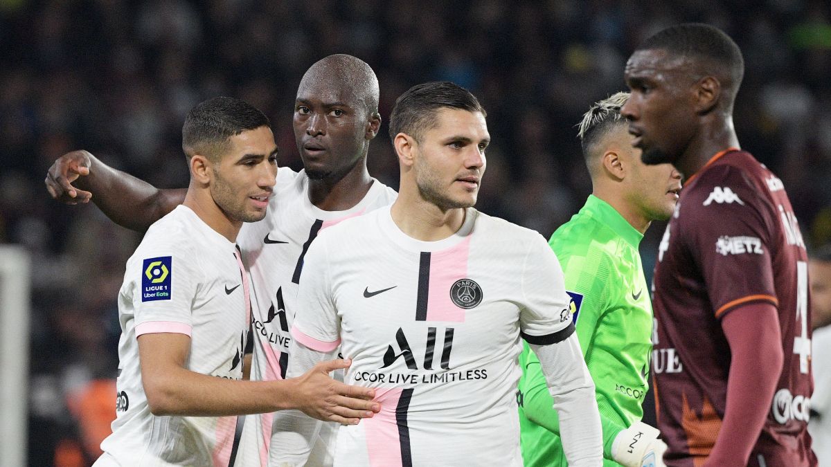 Icardi, Danilo Pereira y Achraf Hakimi, jugadores del PSG