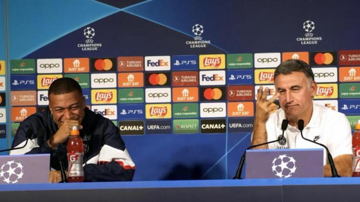 Mbappé y Galtier, en la rueda de prensa.