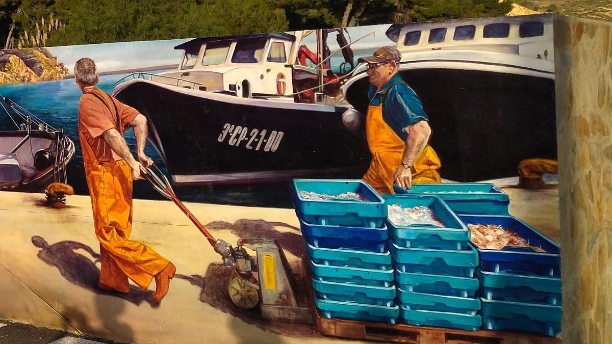Detalle el mural de Víctor Goikoetxea en Xàbia: un homenaje a la gente de la mar