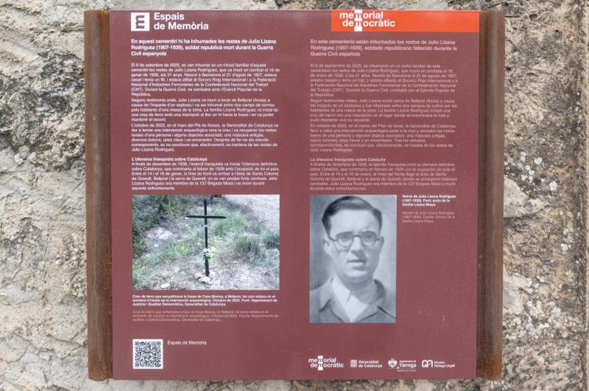 La placa que recuerda el caso del soldado Lizana.