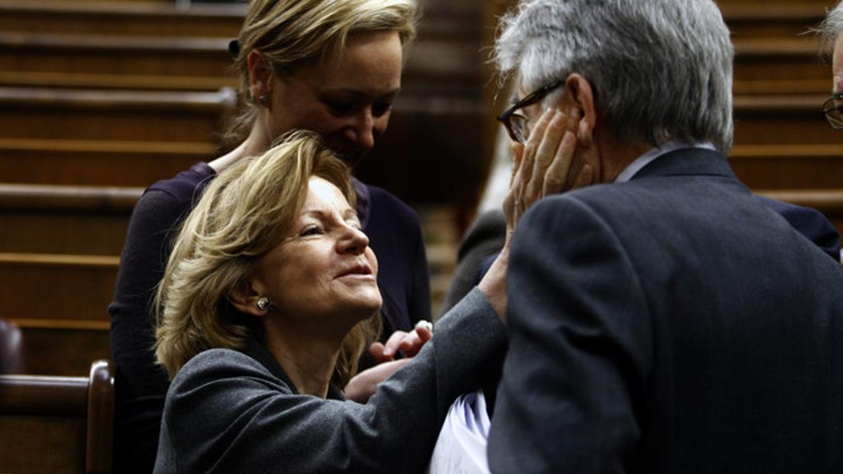 Elena Salgado, en el pleno del Congreso.