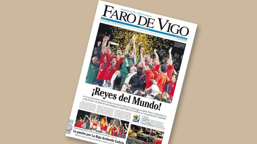 Portadas de los diarios de Prensa Ibérica del título de España en el Mundial 2010