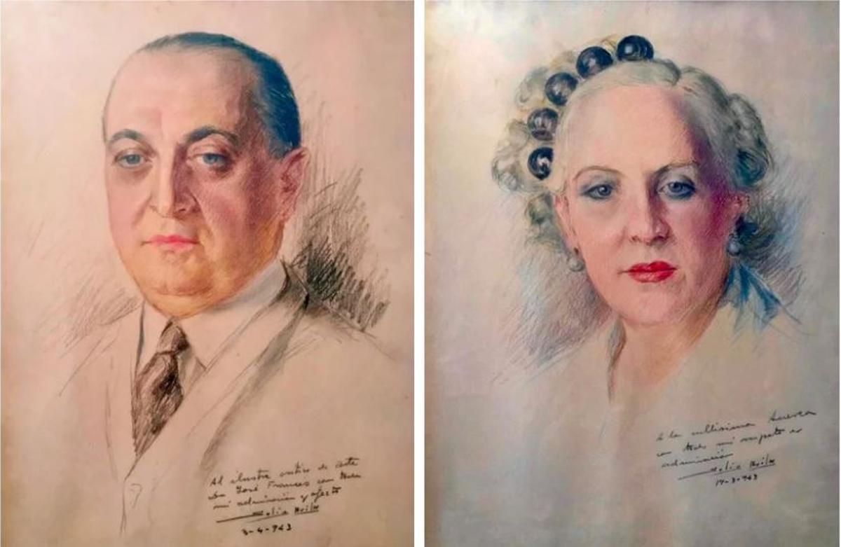 Els dos retrats de José Francés i Àurea de Sarrà pintats per Antonio Solís Ávila.