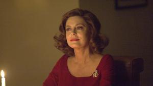 This image released by FX shows Susan Sarandon as Bette Davis in Feud: Bette and Joan. Sarandon was nominated for an Emmy Award for outstanding lead actress in a limited series or movie on Thursday, July 13, 2017. The Emmy Awards ceremony, airing Sept. 17 on CBS, will be hosted by Stephen Colbert. (Suzanne Tenner/FX via AP)