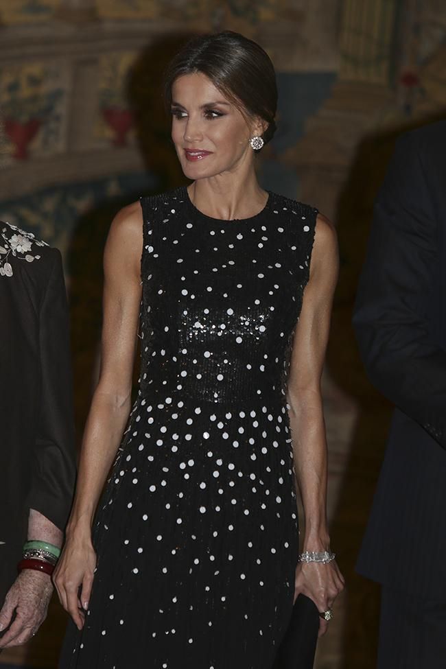 Letizia Ortiz, de Carolina Herrera, en la recepción ofrecida en el Palacio de El Pardo
