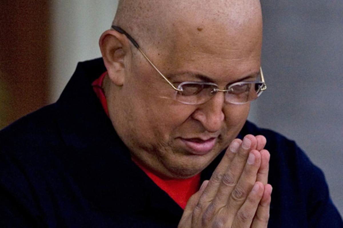 El president de Veneçuela, Hugo Chávez, durant la celebració d’un acte religiós en suport del dirigent, que té un càncer, a Caracas (Veneçuela).