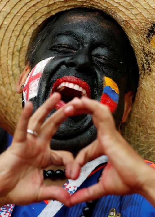 Aficionado en el estadio Spartak de Moscú antes del partido Colombia vs Inglaterra