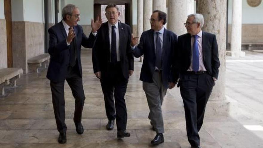 Francisco Pérez, Ximo Puig, Vicent Soler y Antoni Ariño, ayer.