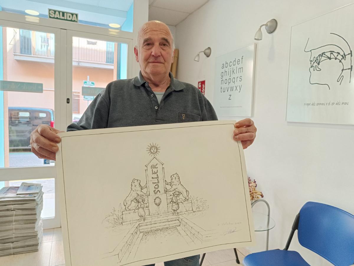 Joan Lladó exhibe cómo quedaría su dibujo.