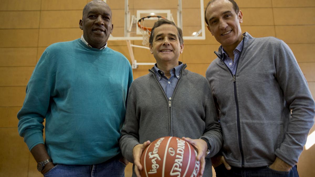 Sibilio, Solozábal y Epi, tres de los campeones de Grenoble de 1985, en una imagen tomada en 2016.