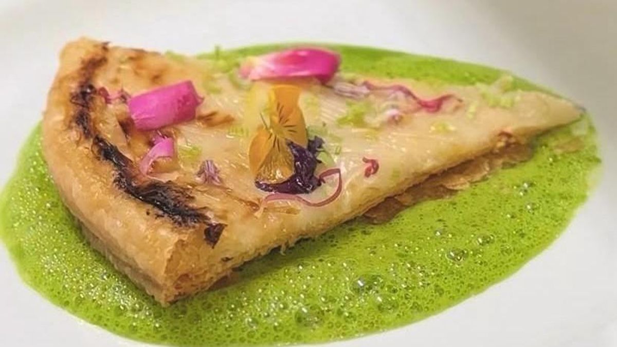 Tarta de espárragos del restaurante L'Arpège, de Alain Passard.