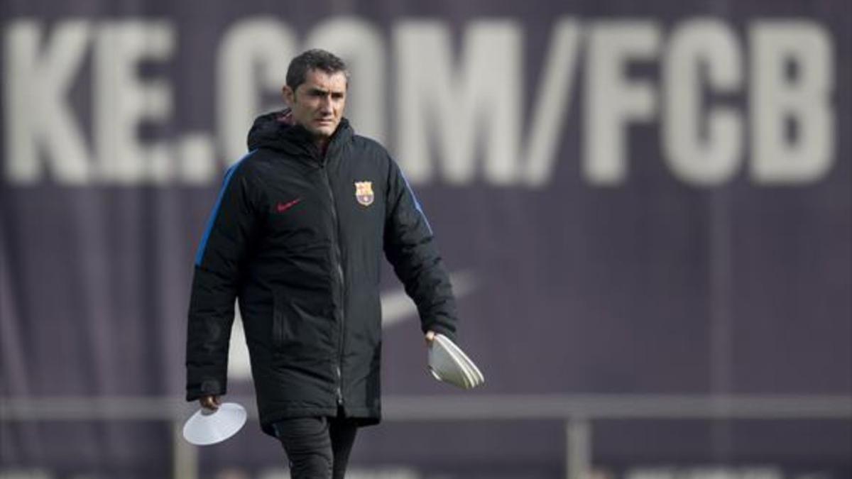 Valverde, durante un entrenamiento del Barça, la pasada semana.