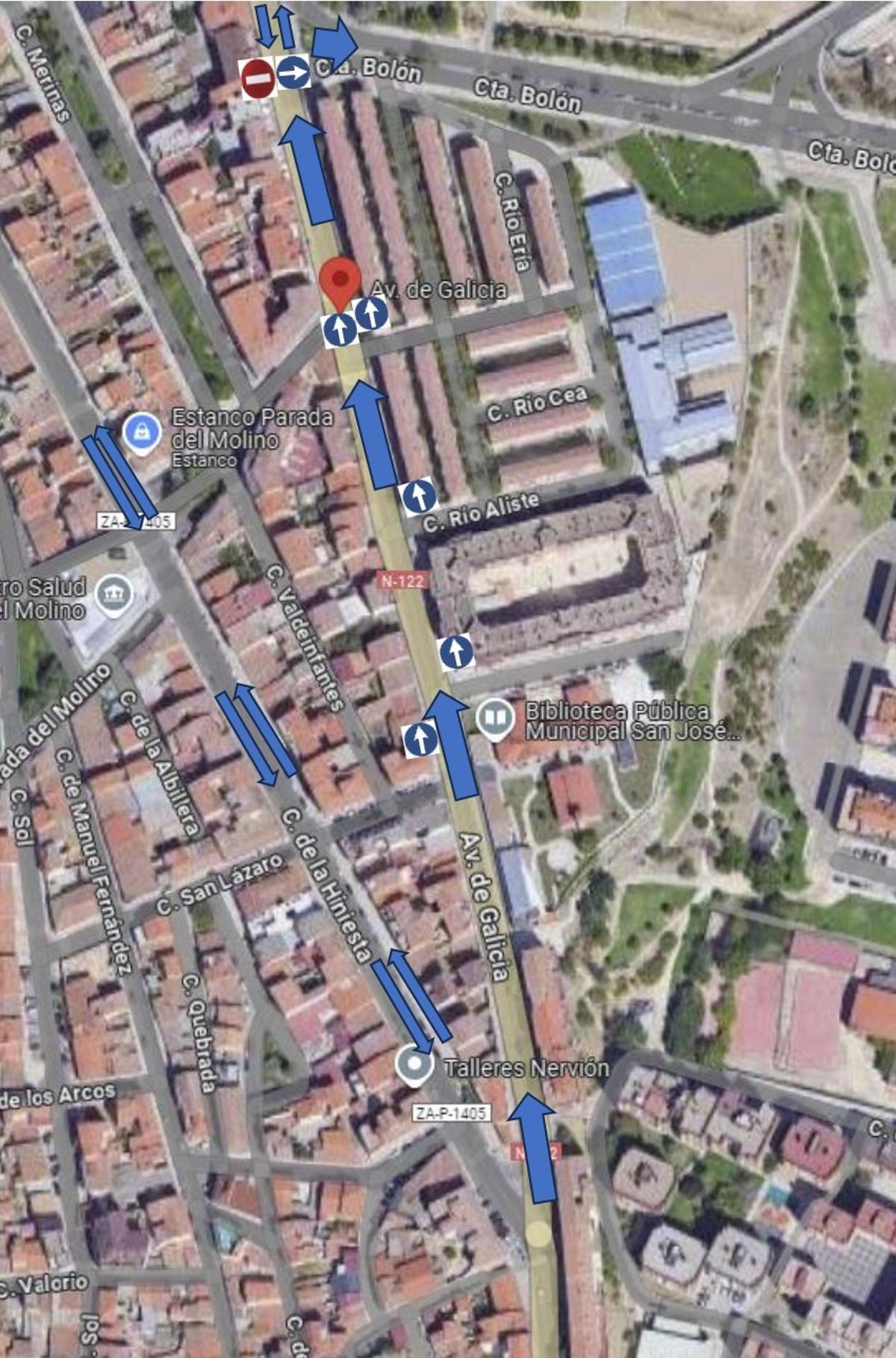 Tramo de la avenida de Galicia que será solo de salida de la ciudad a partir de este miércoles