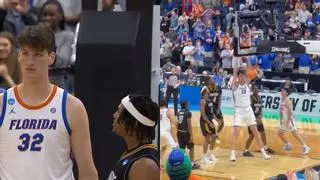 Mide 2,36 metros, machaca casi sin saltar y desata la locura en el March Madness: la increíble jugada de Olivier Rioux