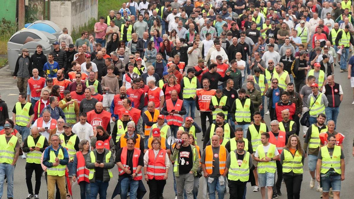 Manifestación de trabajadores del metal en A Coruña.