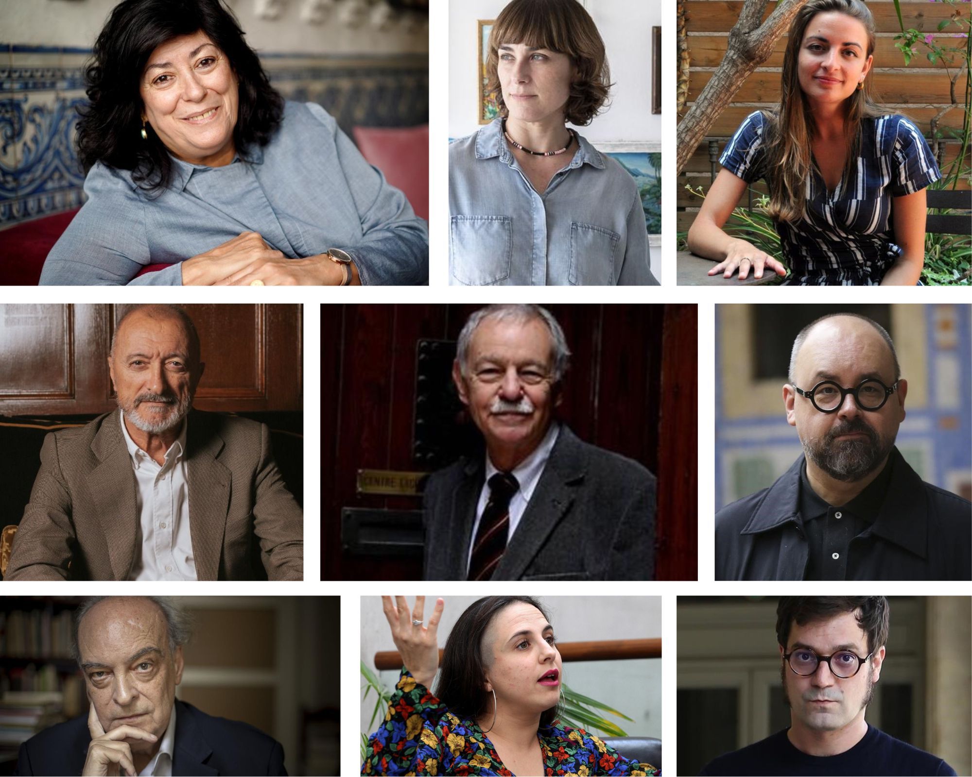 Almudena Grandes, Sara Mesa, Irene Solà, Arturo Pérez-Reverte, Eduardo Mendoza, Carlos Ruiz Zafón, Enrique Vila-Matas, Cristina Morales y Miqui Otero.