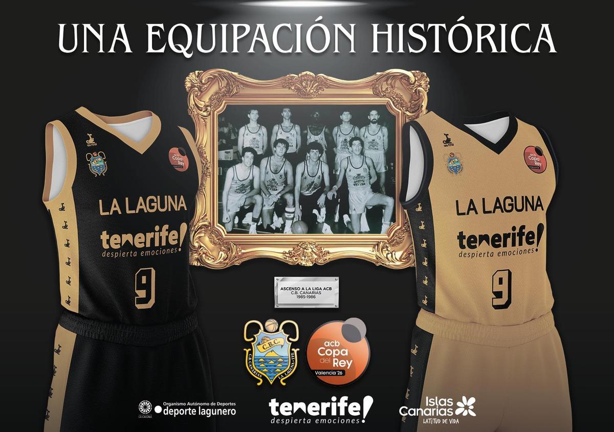 Cartel de presentación de la camiseta copera de La Laguna Tenerife.