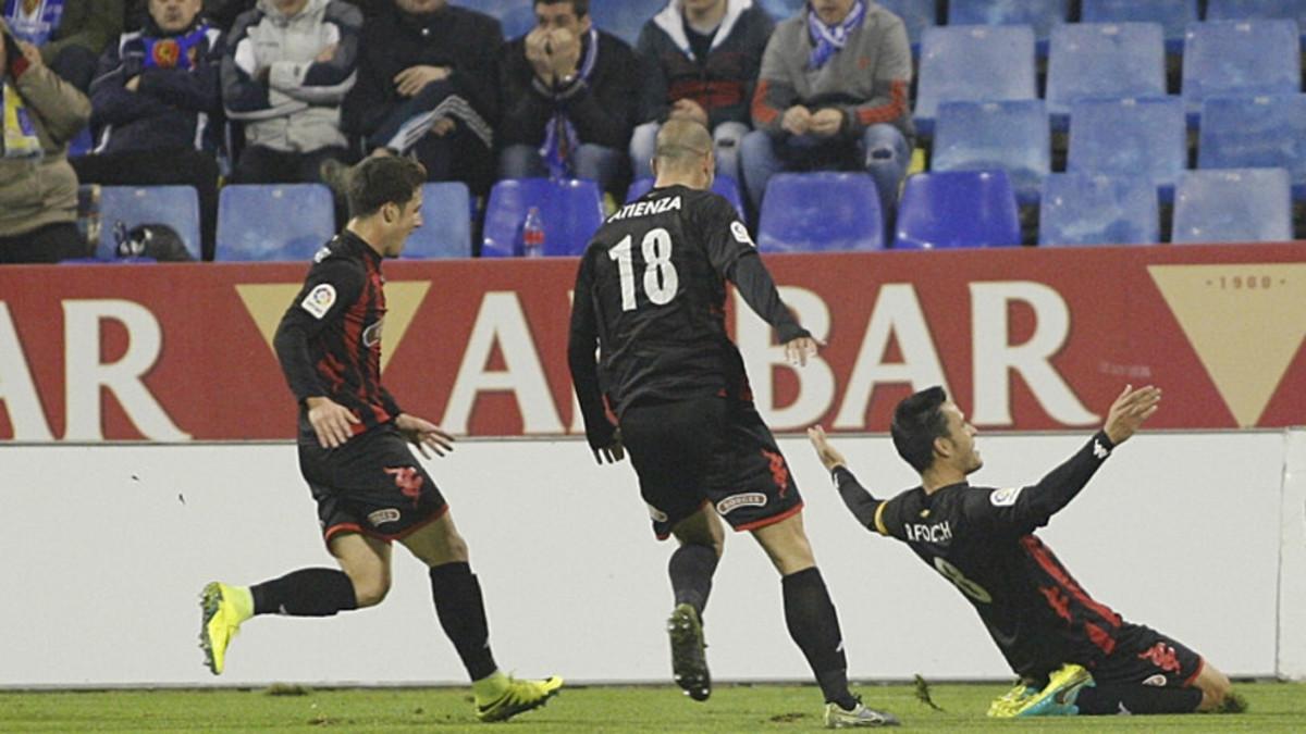 Ramon Folch celebró así su segundo gol de la noche en Zaragoza
