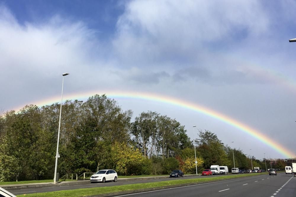 Espectacular arcoiris en Gijón tras "Amelie"