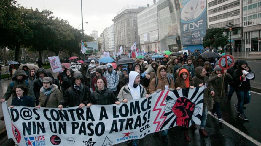 Manifestación de estudiantes en A Coruña el pasado mes de febrero.