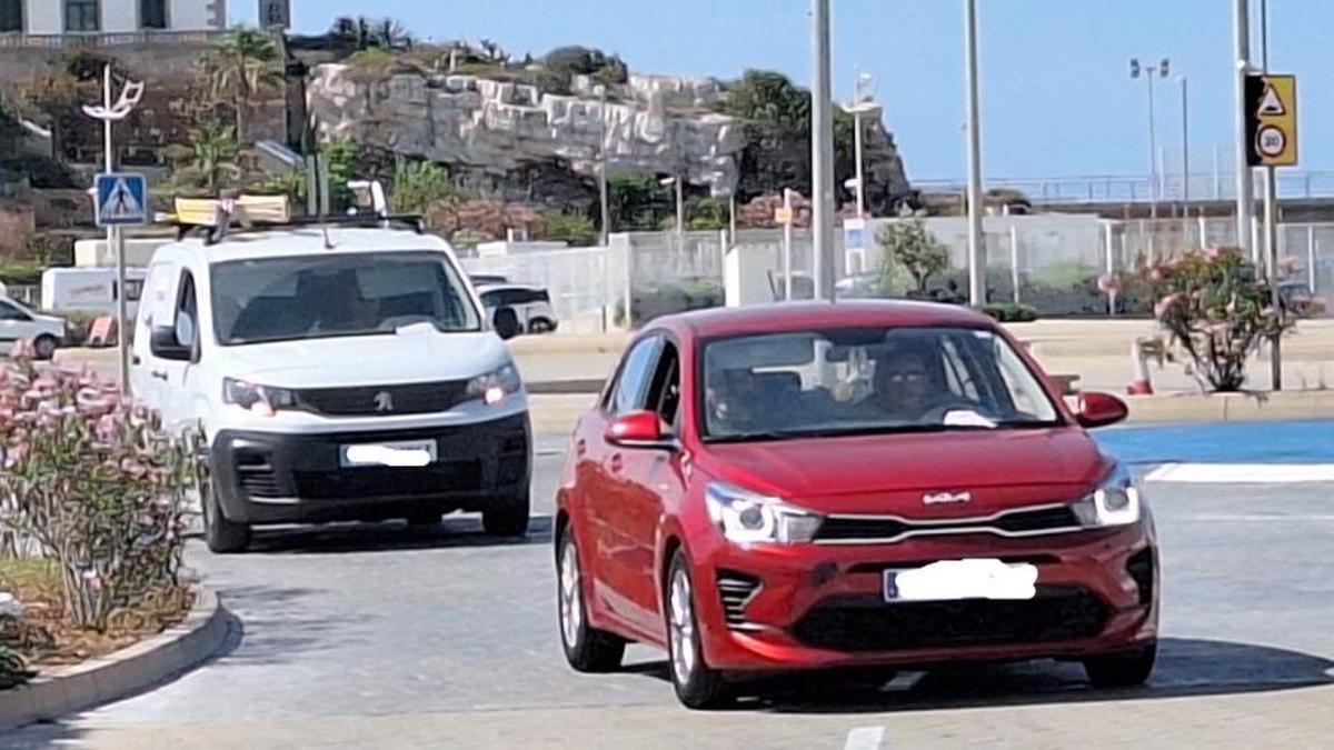 Cars enter Ibiza on the first day of restrictions last year.