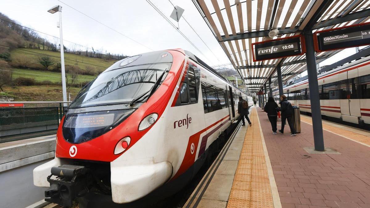 La estación de tren en Pola de Lena.