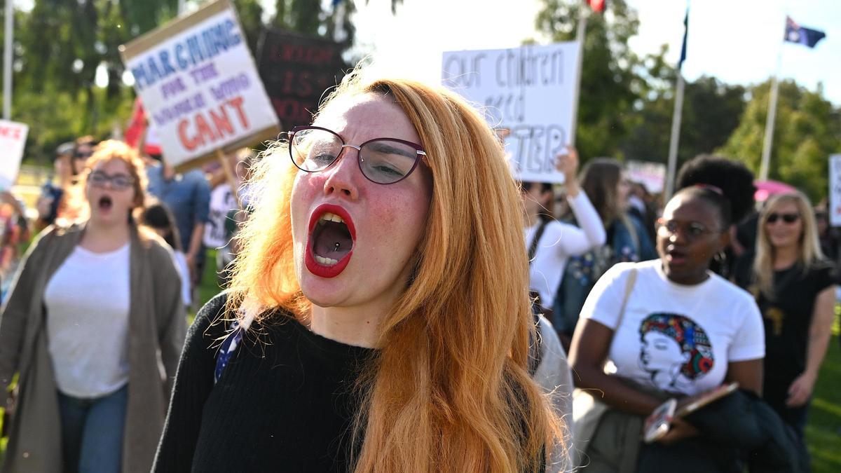 Protesta contra la violencia de género en Canberra (Australia)