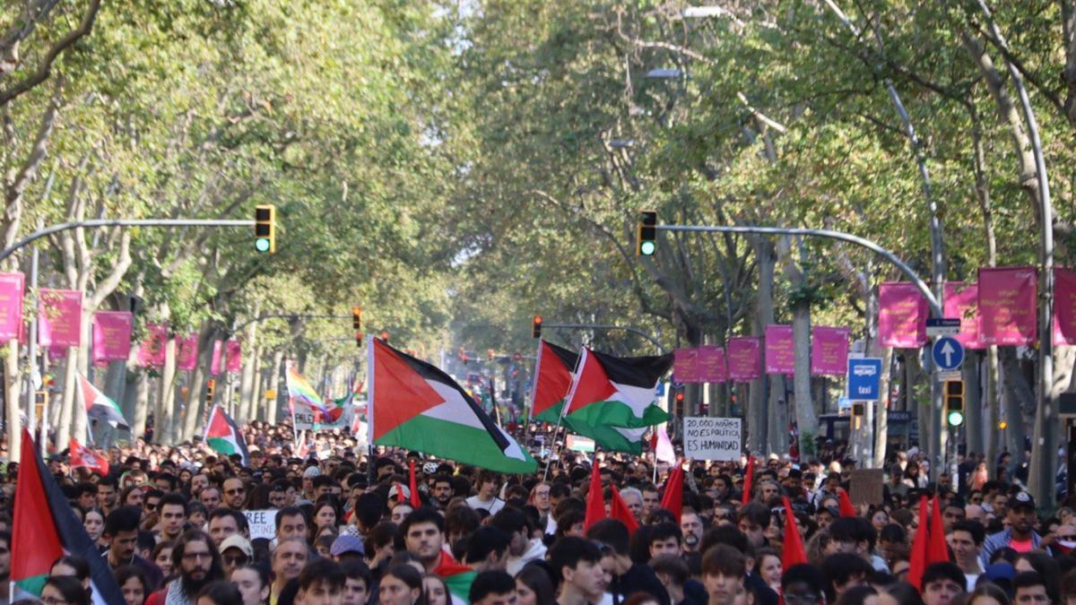 Manifestantes, este miércoles en Barcelona