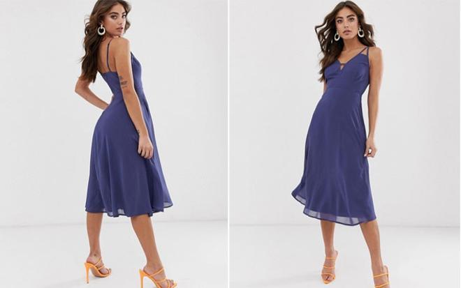 Vestido midi azul de Asos