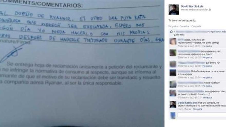 Captura de pantalla del escrito publicado por David García Leis en una red social.