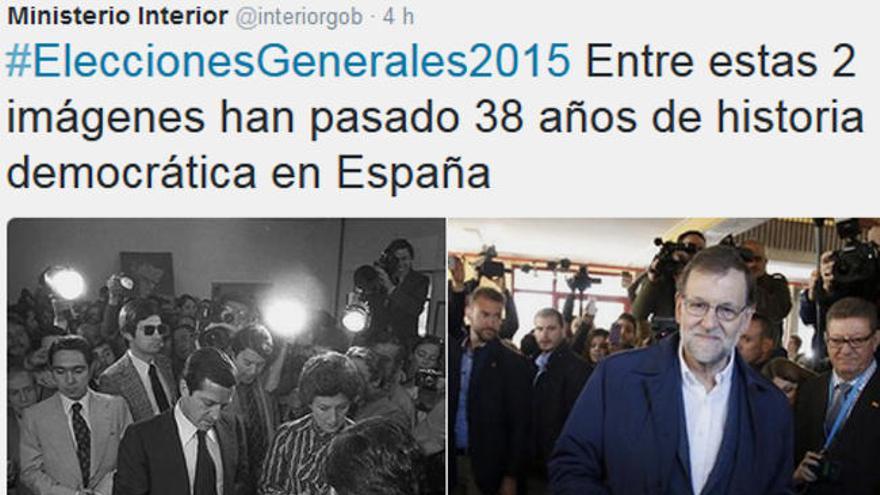 Polémica por un tuit de Interior de Rajoy con Suárez