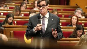 El president de la Generalitat, Salvador Illa, este miércoles en el Parlament.