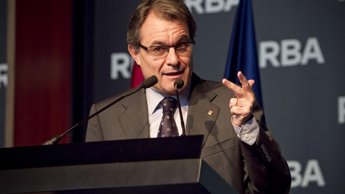 Artur Mas, durante una conferencia en la sede de RBA, el miércoles.