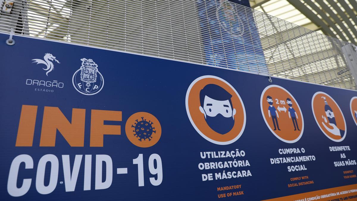 Información sobre las medias anticovid en el Estadio do Dragao, en Lisboa