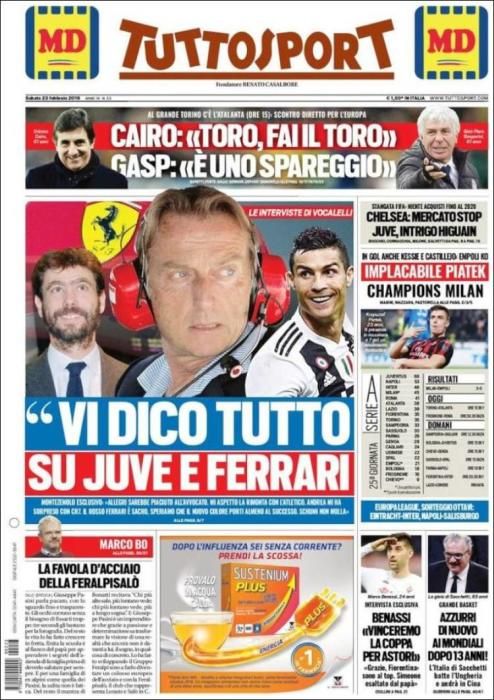 Portada TUTTOSPORT sábado 23 de febrero 2019