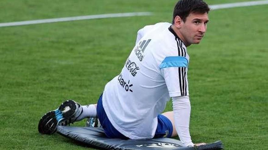 Messi, en un entrenamiento con la selección argentina.