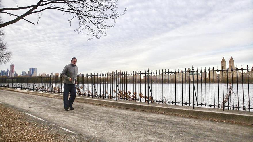 Rajoy, durante su ejercicio matinal en Central Park.