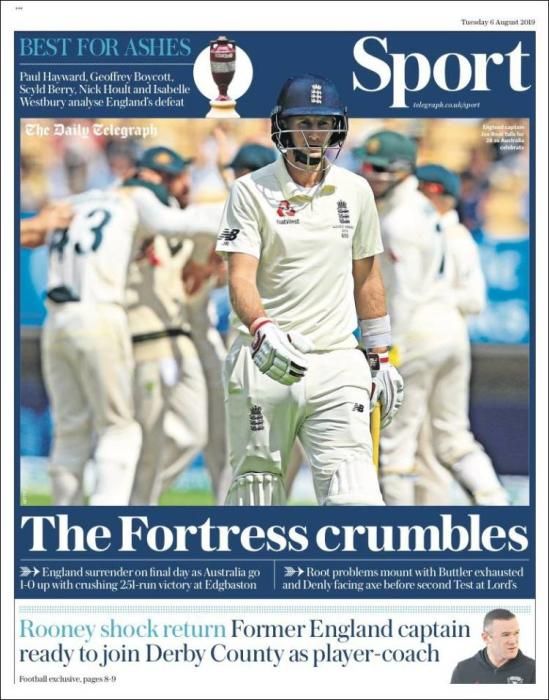 Portada TELEGRAPH SPORT miércoles 7 agosto 2019