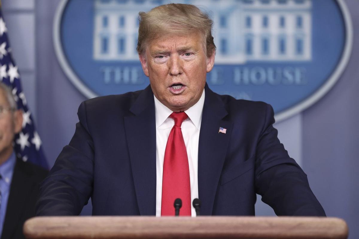 Washington (United States), 24/03/2020.- President Donald J. Trump speaks during a press conference with members of the coronavirus task force in the Brady Press Briefing Room of the White House, Washington, DC, USA, 24 March 2020. (Estados Unidos) EFE/EPA/Oliver Contreras / POOL