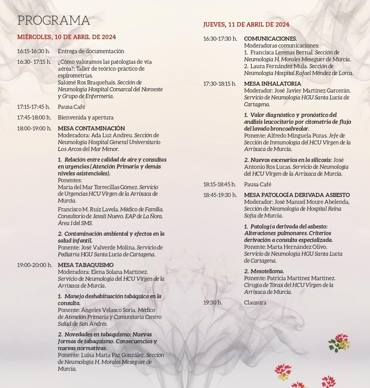 Programa completo de las jornadas.