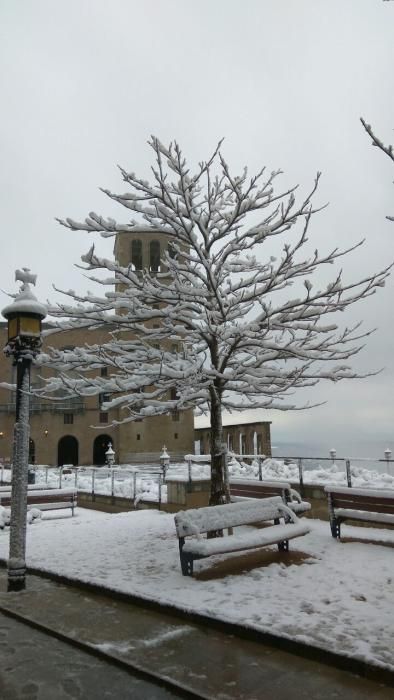 Imatges de la nevada d'avui a Montserrat