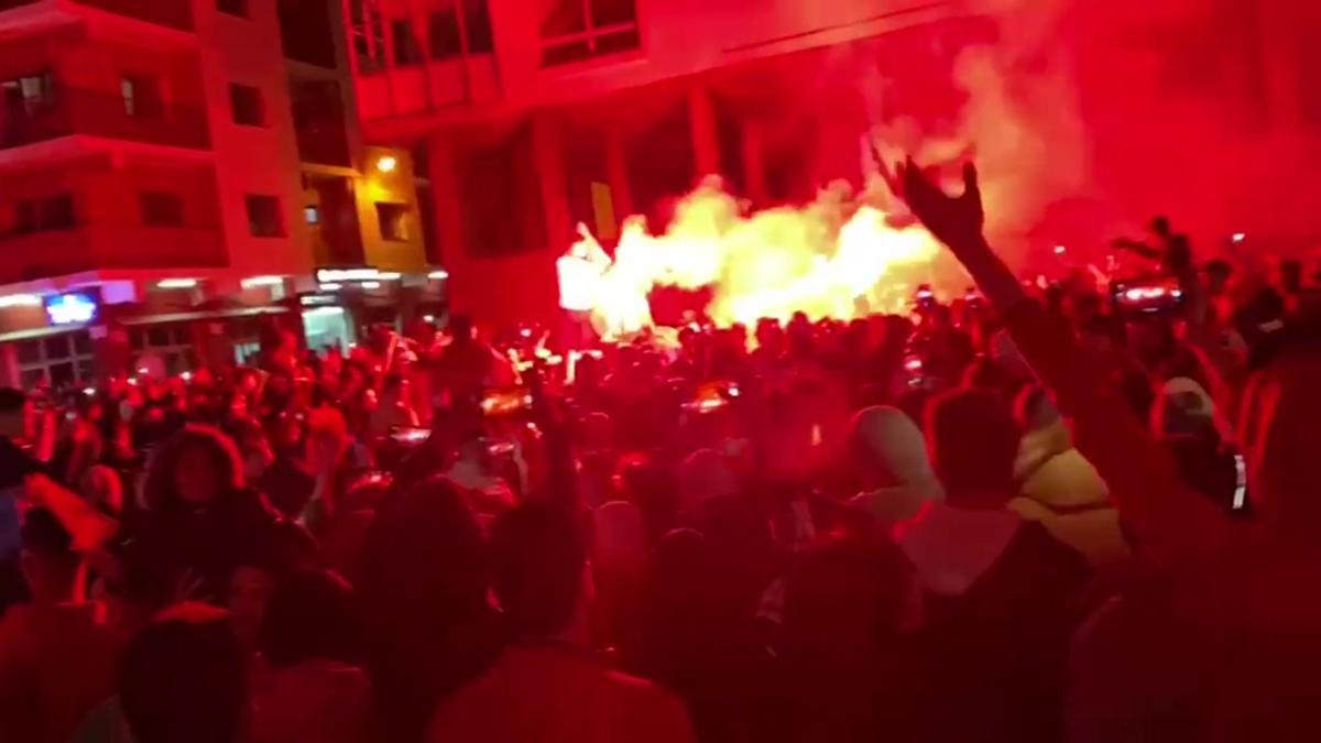 Celebración en Nador, Marruecos, del pase de su selección a semifinales del Mundial