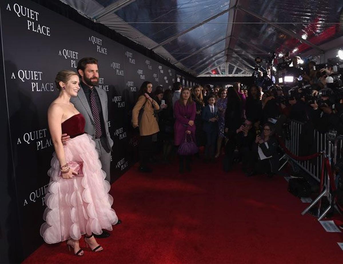 Emily Blunt y John Krasinski en el estreno de 'A quite place' en la Gran Manzana