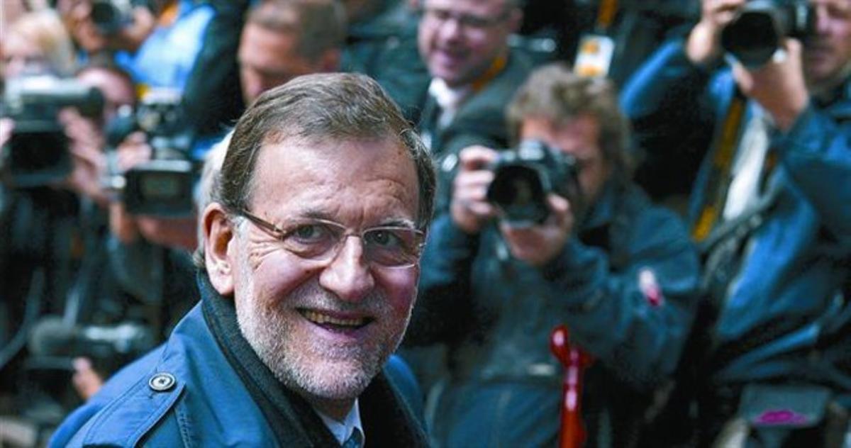 El president del Govern, Mariano Rajoy, ahir, a l’arribar a Brussel·les per participar en el Consell Europeu.