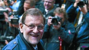 El president del Govern, Mariano Rajoy, ahir, a l’arribar a Brussel·les per participar en el Consell Europeu.