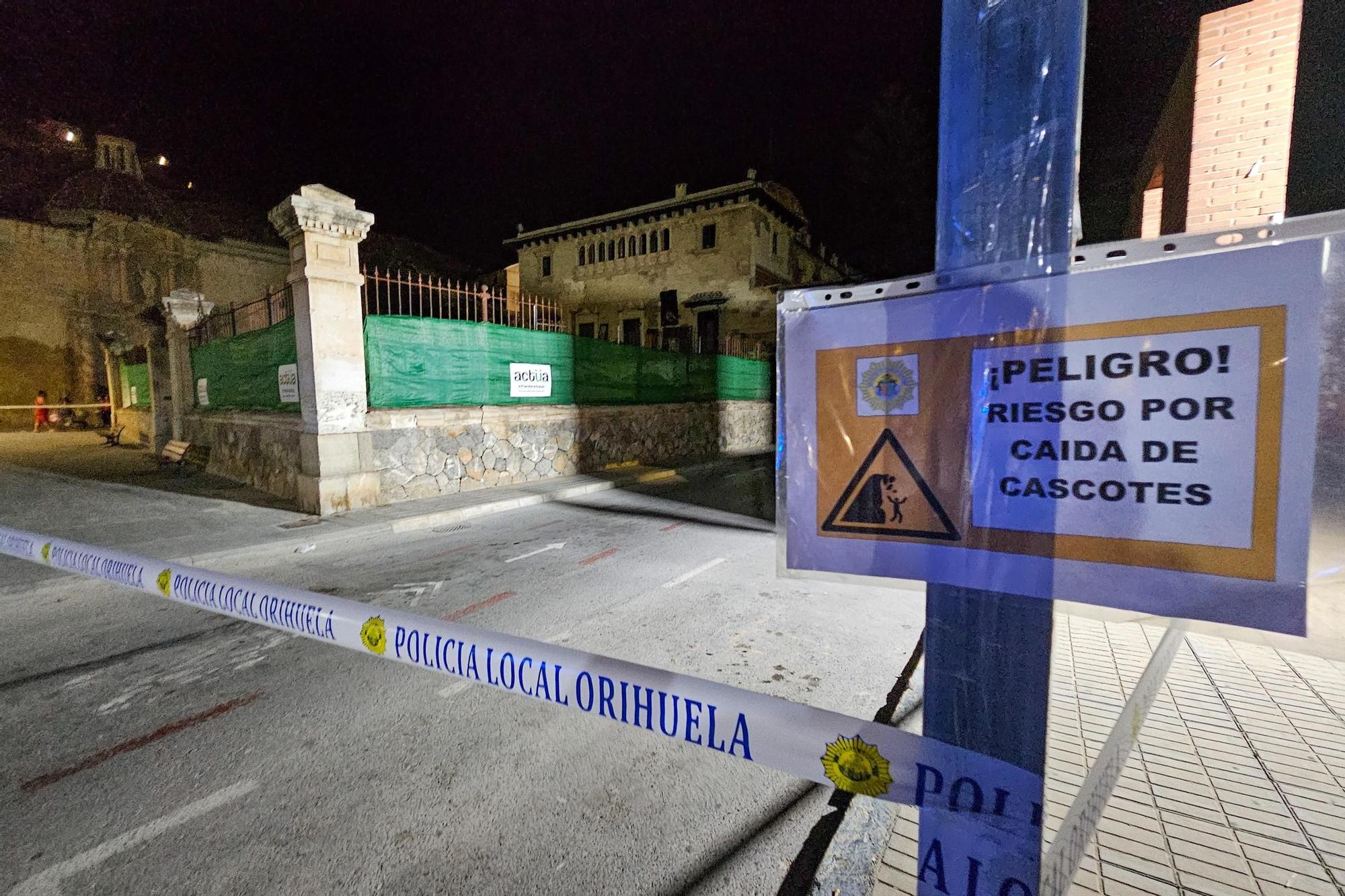 Cierre de calles por el riesgo de derrumbe del Palacio de Rubalcava