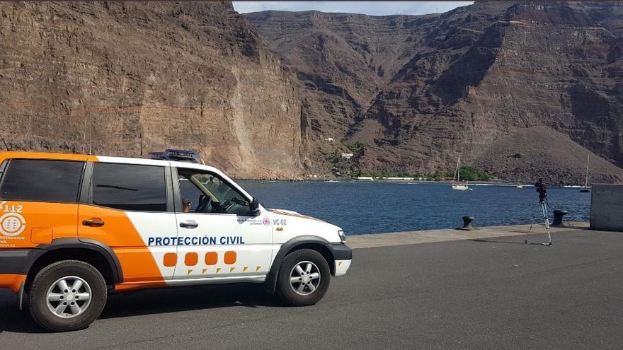 Un coche de Protección Civil de La Gomera, en la zona de Argaga.