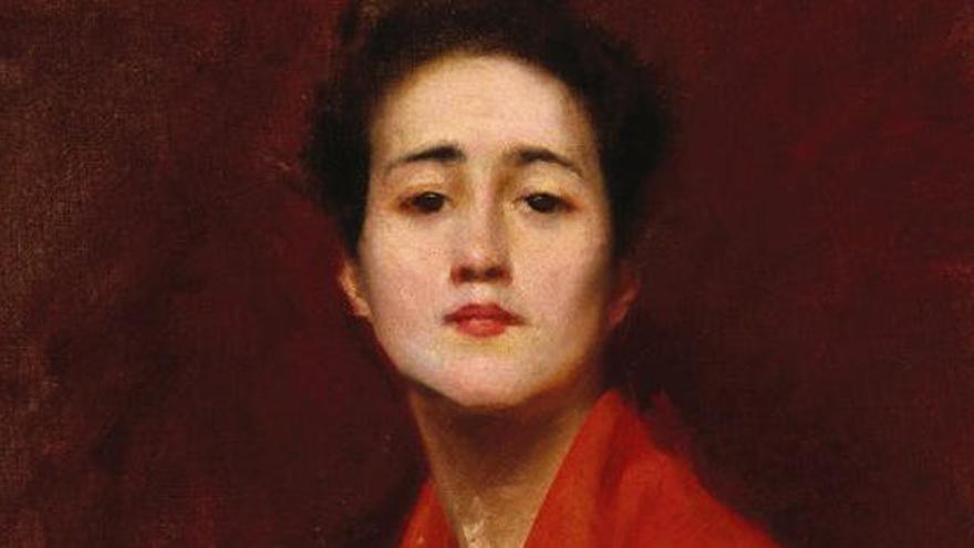 &#039;Estudio de una chica con un vestido japonés&#039;, de Merritt Chase.